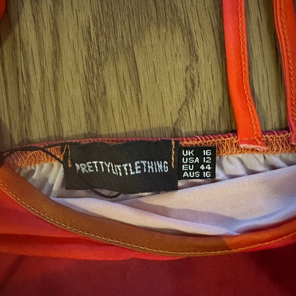 NWT Pink Abstract Print Slinky Asymmetric Strap Detail Bodycon Dress - Picture 7 of 7